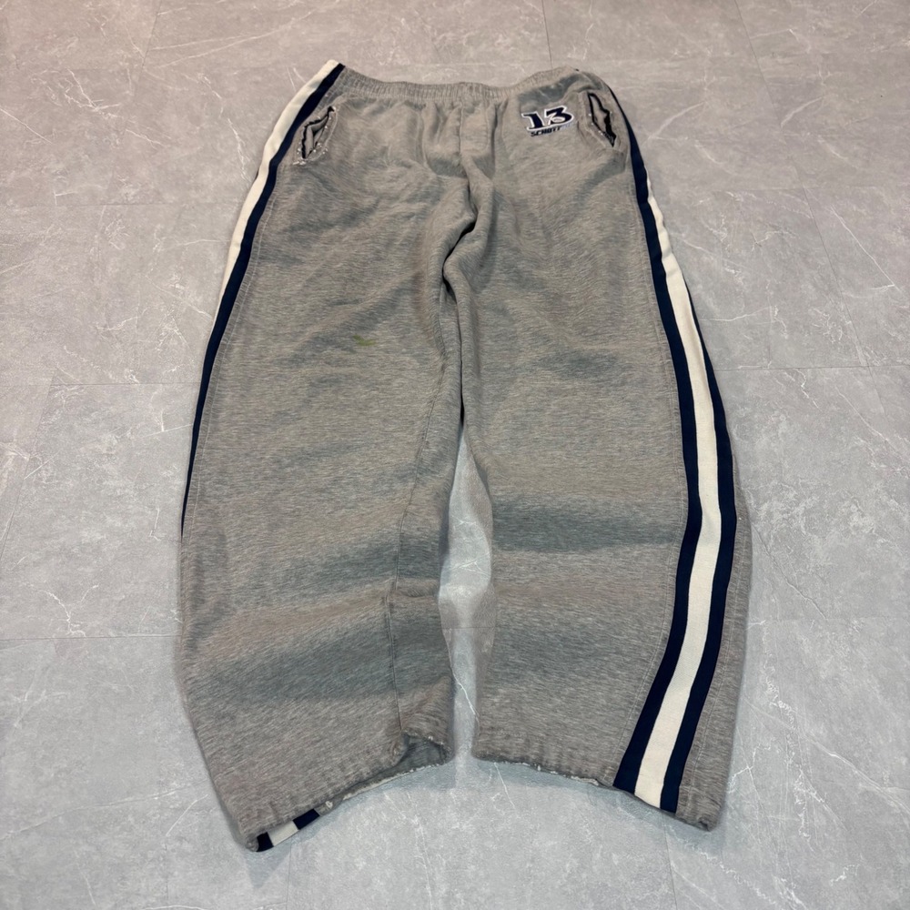 Schott NYC Mens Gray Striped Sweatpants XL Logo 13 Fleece Joggers Vintage Style
